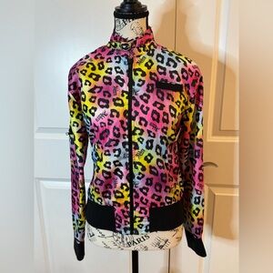 Abbey Dawn Avril Lavigne Rainbow Leopard Jacket Y2K‎ Scene Windbreaker S